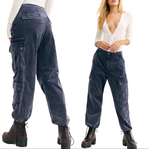 Free People Pants - Free People Sahar Slouchy Utility Cargo Pant Navy